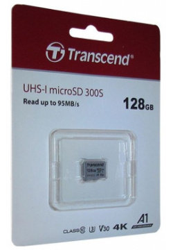 Карта памяти Transcend 128Gb 300S SDXC UHS I U3 V30 (95/45 MB/s) TS128GSDC300S