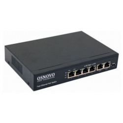 Коммутатор Osnovo SW 20600(80W) PoE Fast Ethernet на 6 портов 20600