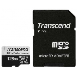 Карта памяти Transcend micro SDXC 128Gb 340S UHS I U3 V30 A2 + ADP (160/125 Mb/s) TS128GUSD340S К