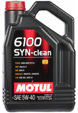 Моторное масло Motul 6100 SYN CLEAN 5W 40  4 л — полусинтетическое