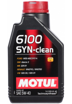 Моторное масло Motul 6100 SYN CLEAN 5W 40  1 л — полусинтетическое