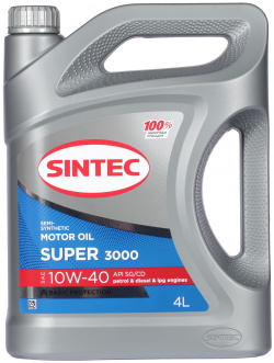 Моторное масло Sintec Super 3000 10W 40  4 л — полусинтетика