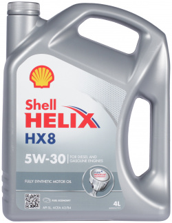 Моторное масло Shell Helix HX8 5W 30  4 л — синтетическое с