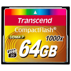 Карта памяти Transcend 64GB CompactFlash 1000X TS64GCF1000 Тип: Compact Flash; Объем памяти: 64 ГБ