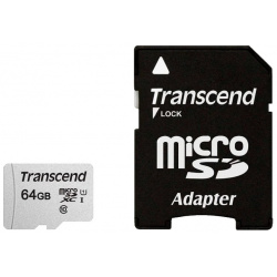 Карта памяти 64Gb  Transcend 300S MicroSDHC Class 10 UHS I TS64GUSD300S A