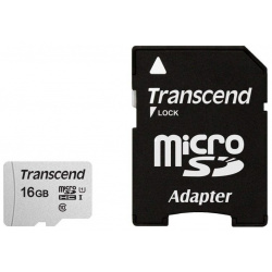 Карта памяти 16Gb  Transcend 300S MicroSDHC Class 10 UHS I TS16GUSD300S A с переходником под SD