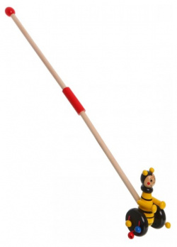 Каталка игрушка Bondibon Пчелка с ручкой ВВ1110 Игровой набор деревянный