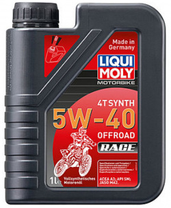 Синтетическое моторное масло 4T для 4 х тактных мотоциклов LIQUI MOLY  Motorbike Synth Offroad Race 5W 40 1л 3018