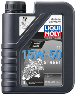 Синтетическое моторное масло 4T для четырехтактных мотоциклов LIQUI MOLY 2555 Motorbike Street 15W 50 SL;MA 2