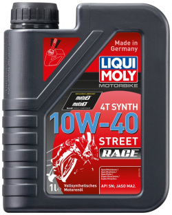 Синтетическое моторное масло 4T для 4 х тактных мотоциклов LIQUI MOLY 20753 Motorbike Synth Street Race 10W 40
