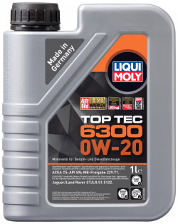 НС синтетическое моторное масло LIQUI MOLY 21216 Top Tec 6300 0W 20 SN C5
