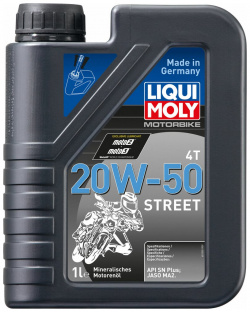 Минеральное моторное масло для 4 тактных мотоциклов LIQUI MOLY 1500 Motorbike 4T Street 20W 50