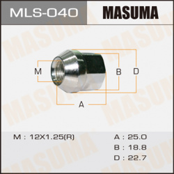 Гайка колесная MASUMA MLS 040 M12x1 25 R (правое) конус открытая